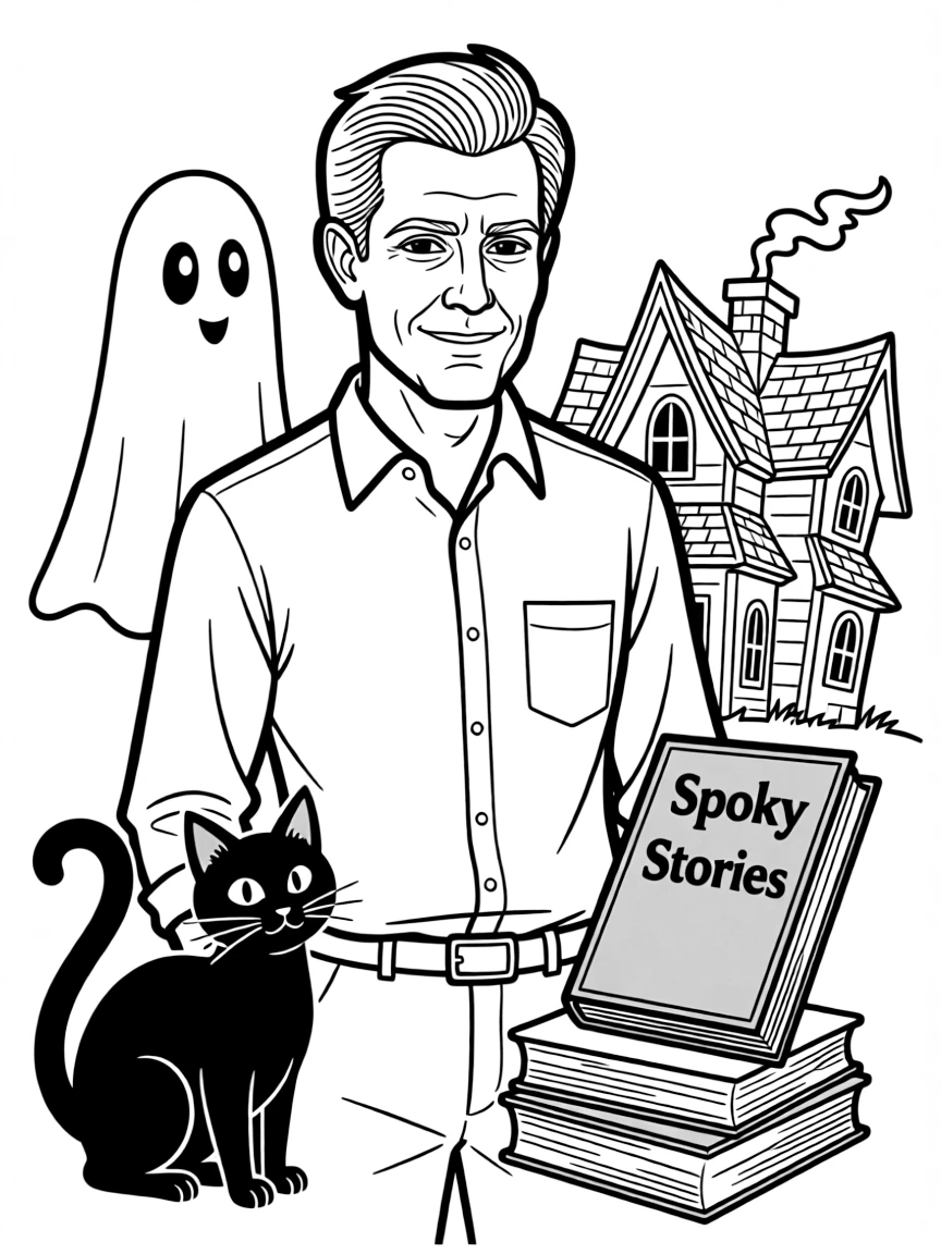 R.L. Stine with a spooky smile