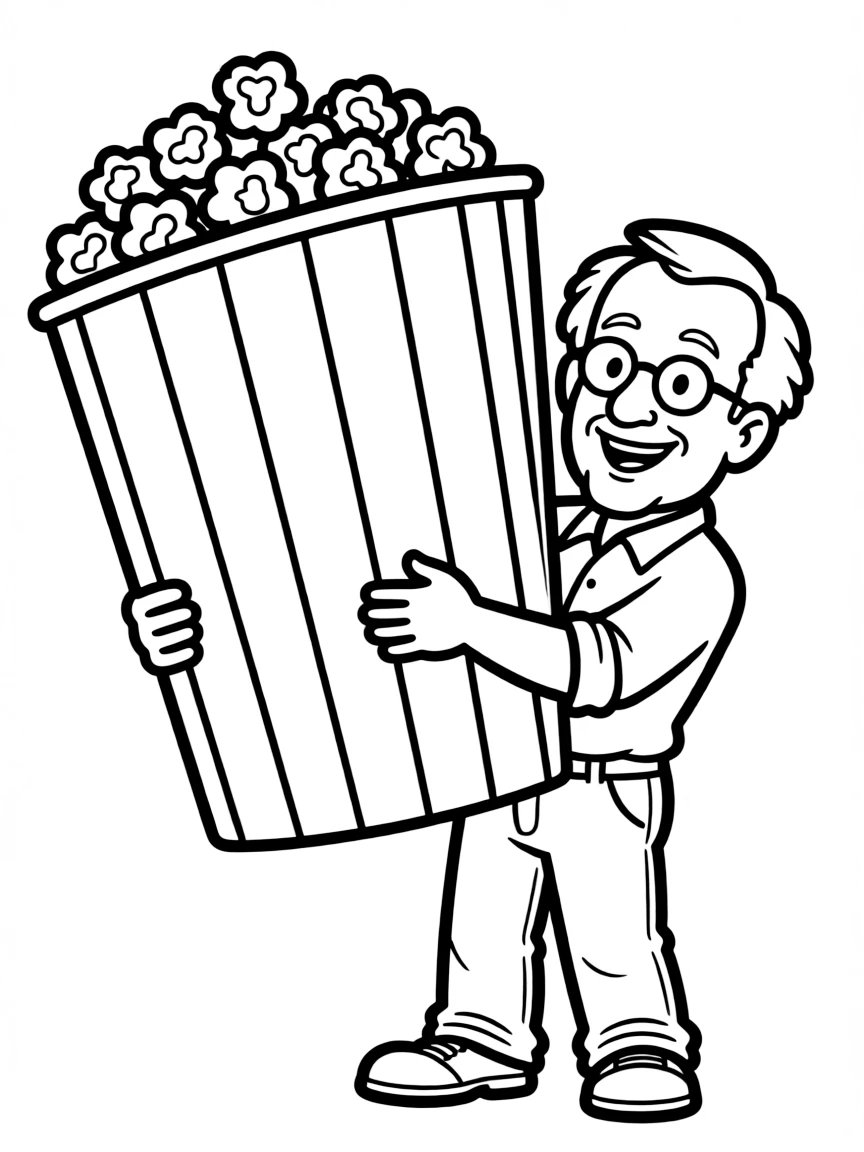 Steven Spielberg with a giant popcorn