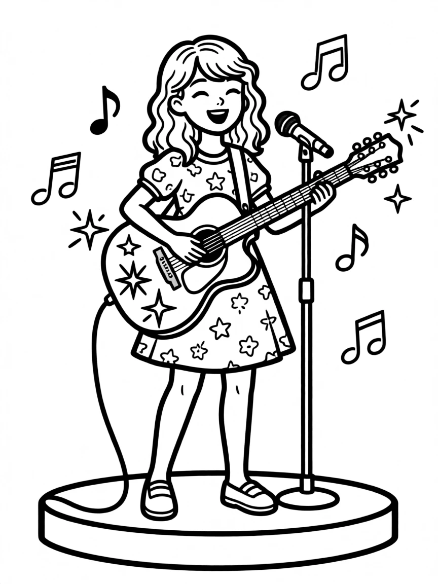 Taylor Swift performing with a sparkling guitar