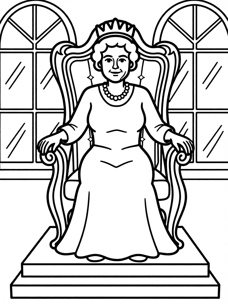 Queen Elizabeth II on a throne