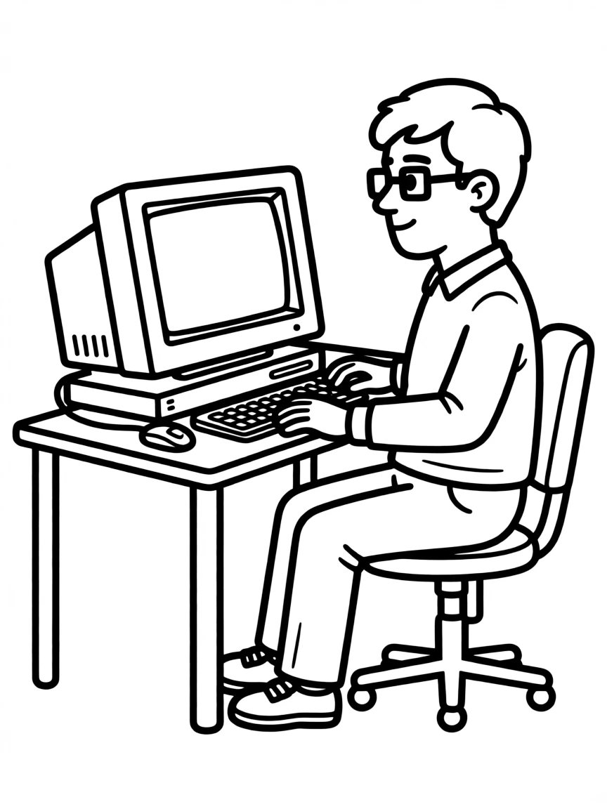 Bill Gates looking at a computer screen