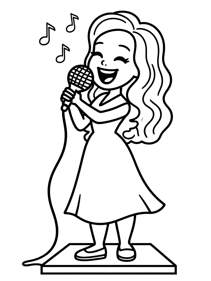 Rihanna with a microphone, singing a song