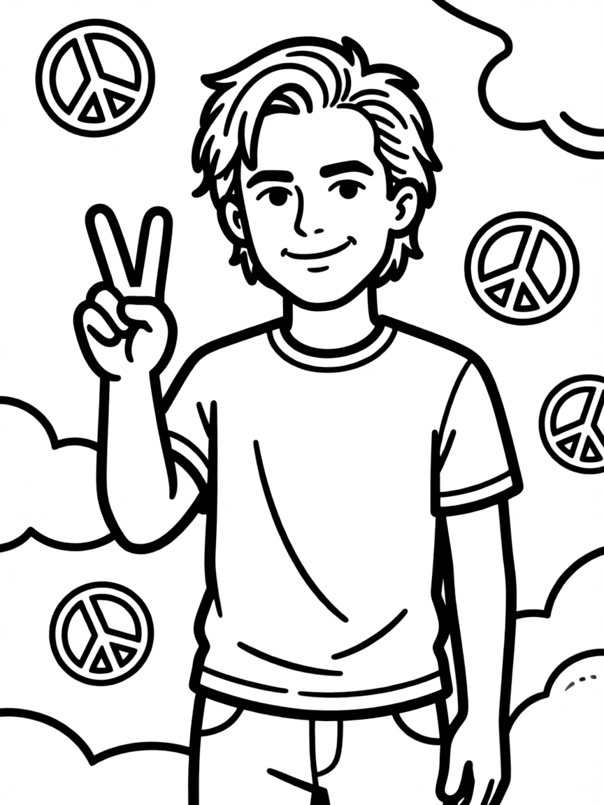 Brad Pitt giving a peace sign