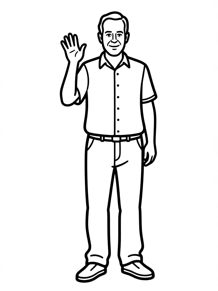 Tom Hanks with a friendly wave and smile