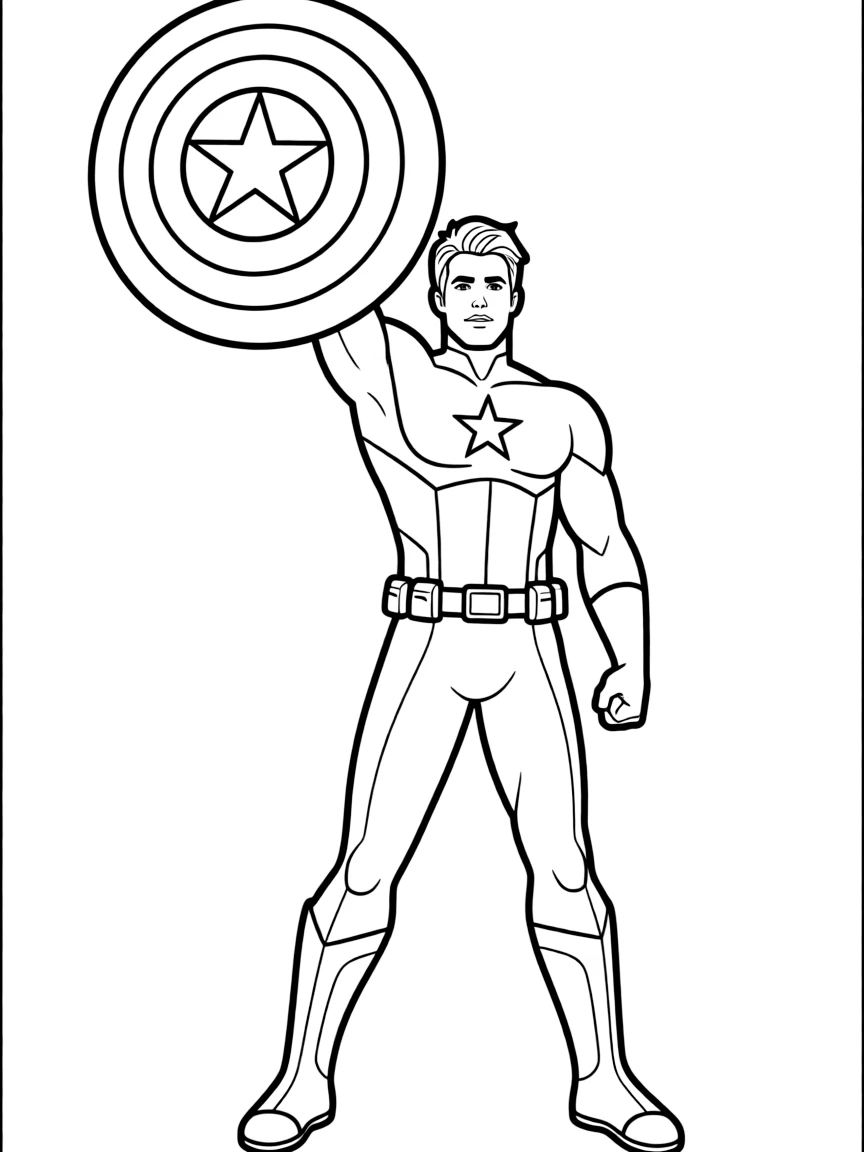 Chris Evans holding his shield high