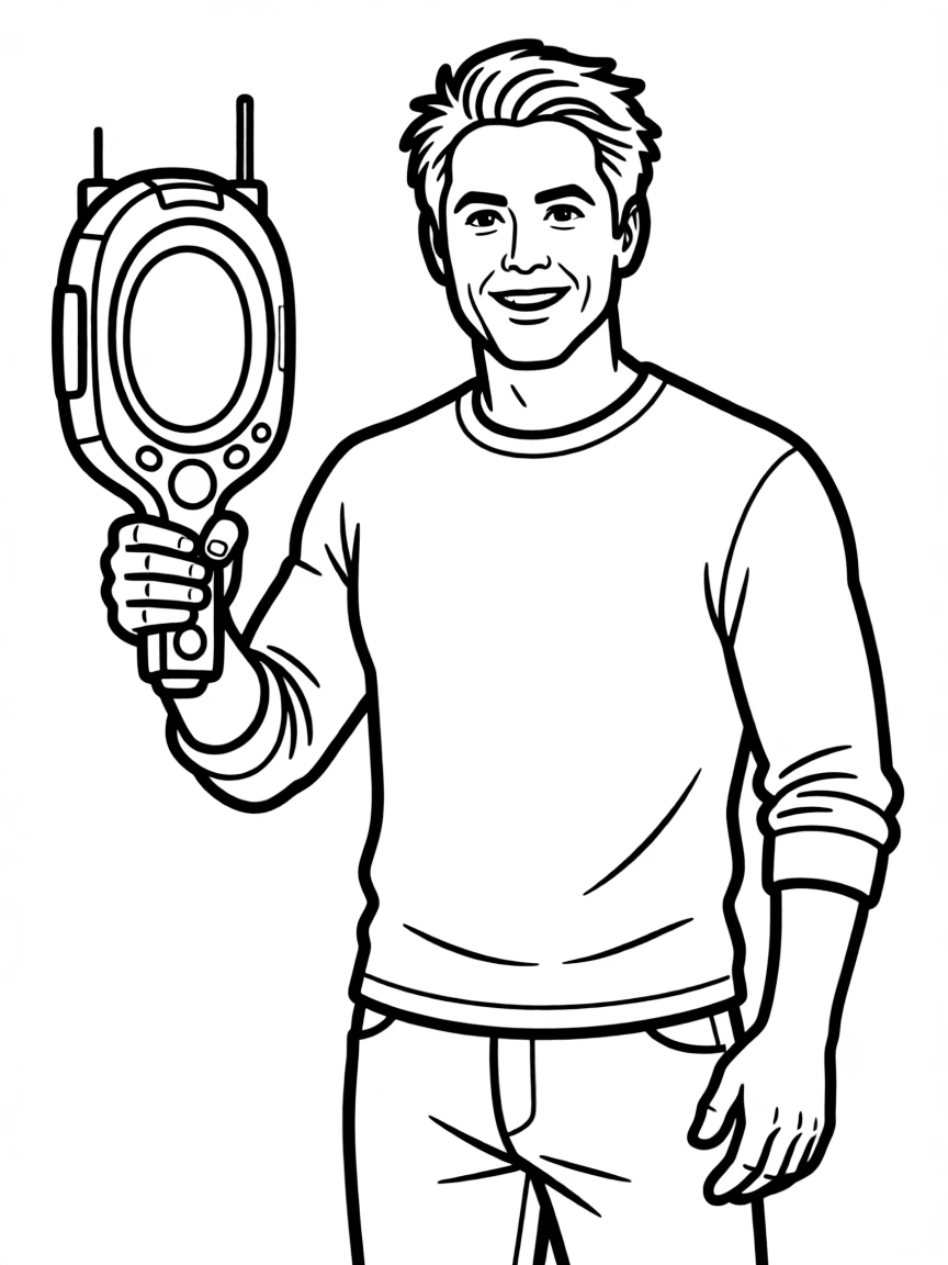 Robert Downey Jr. with a cool, futuristic device