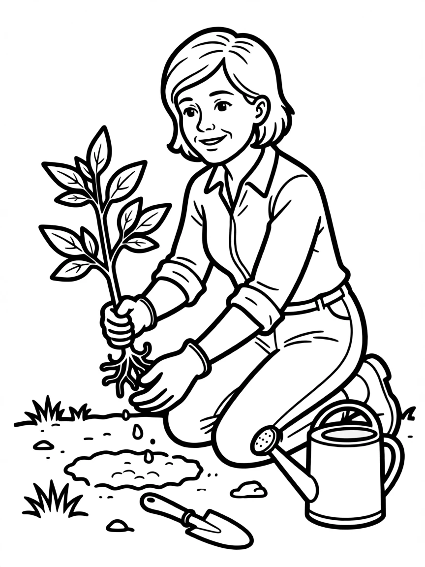 Martha Stewart planting a small tree