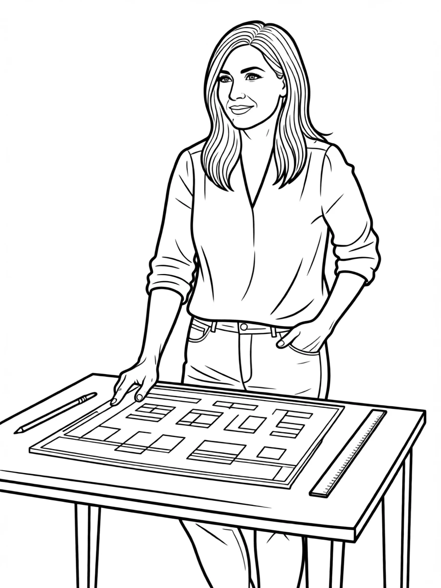 Joanna Gaines looking at house plans