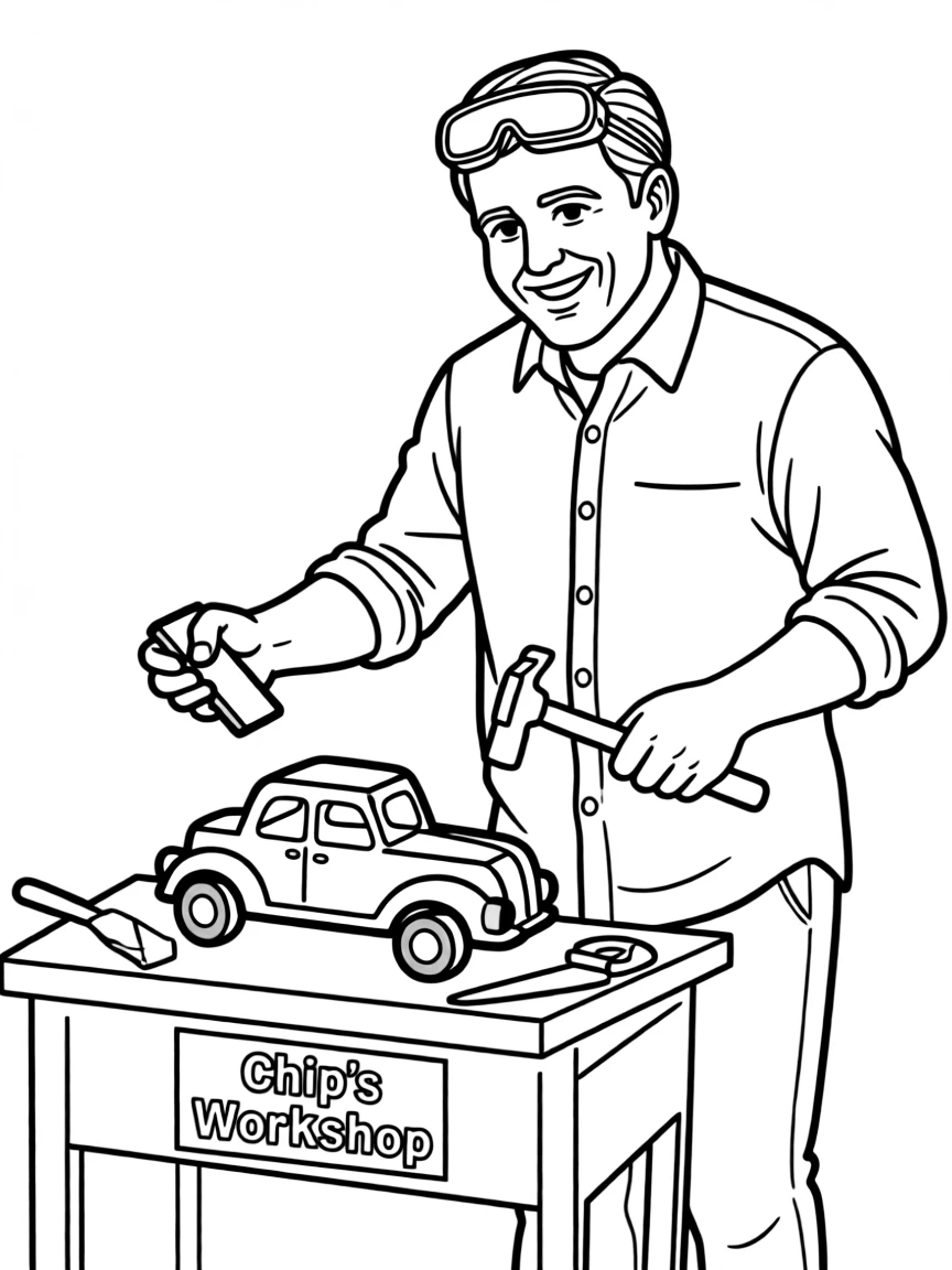 Chip Gaines building a wooden toy