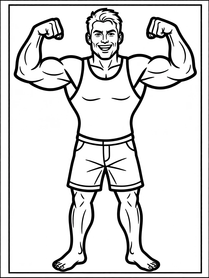 The Rock smiling and showing muscles