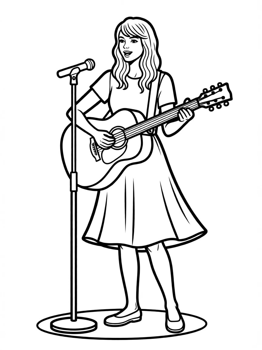 Taylor Swift singing with a guitar