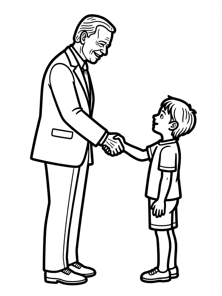 Joe Biden shaking a small hand