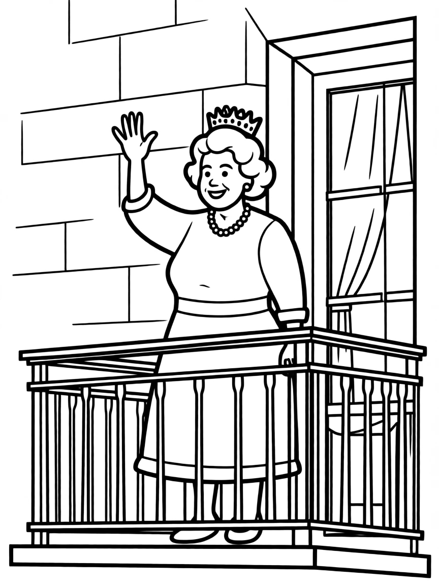 Queen Elizabeth II waving from a balcony