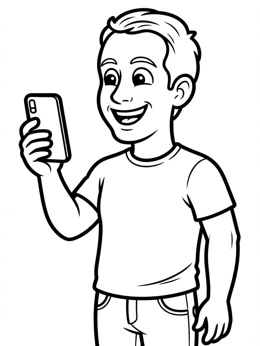 Mark Zuckerberg on his phone, smiling