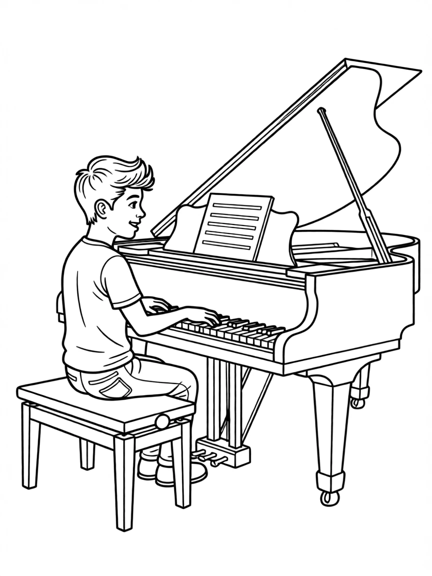 Justin Bieber playing the piano
