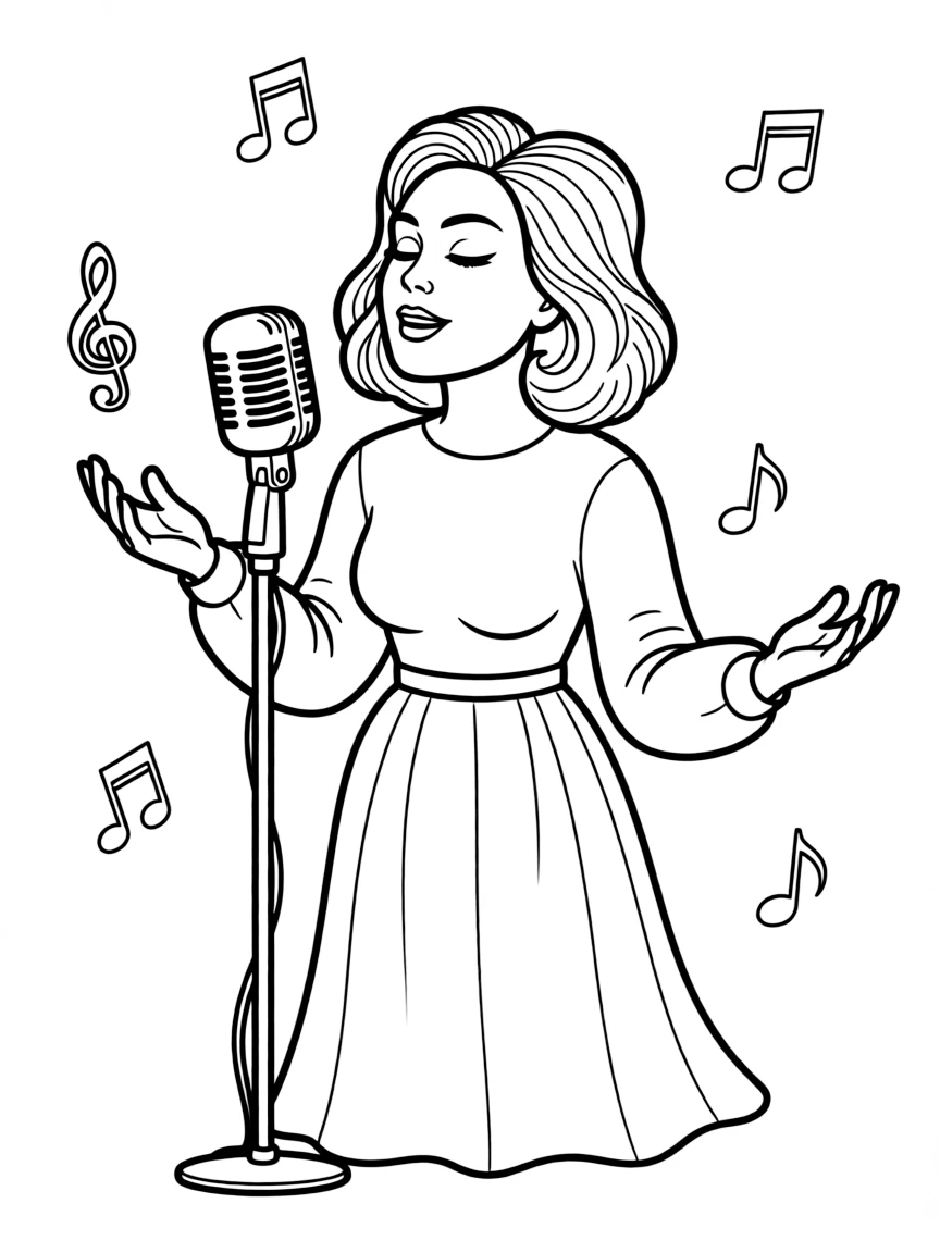 Adele singing with her eyes closed