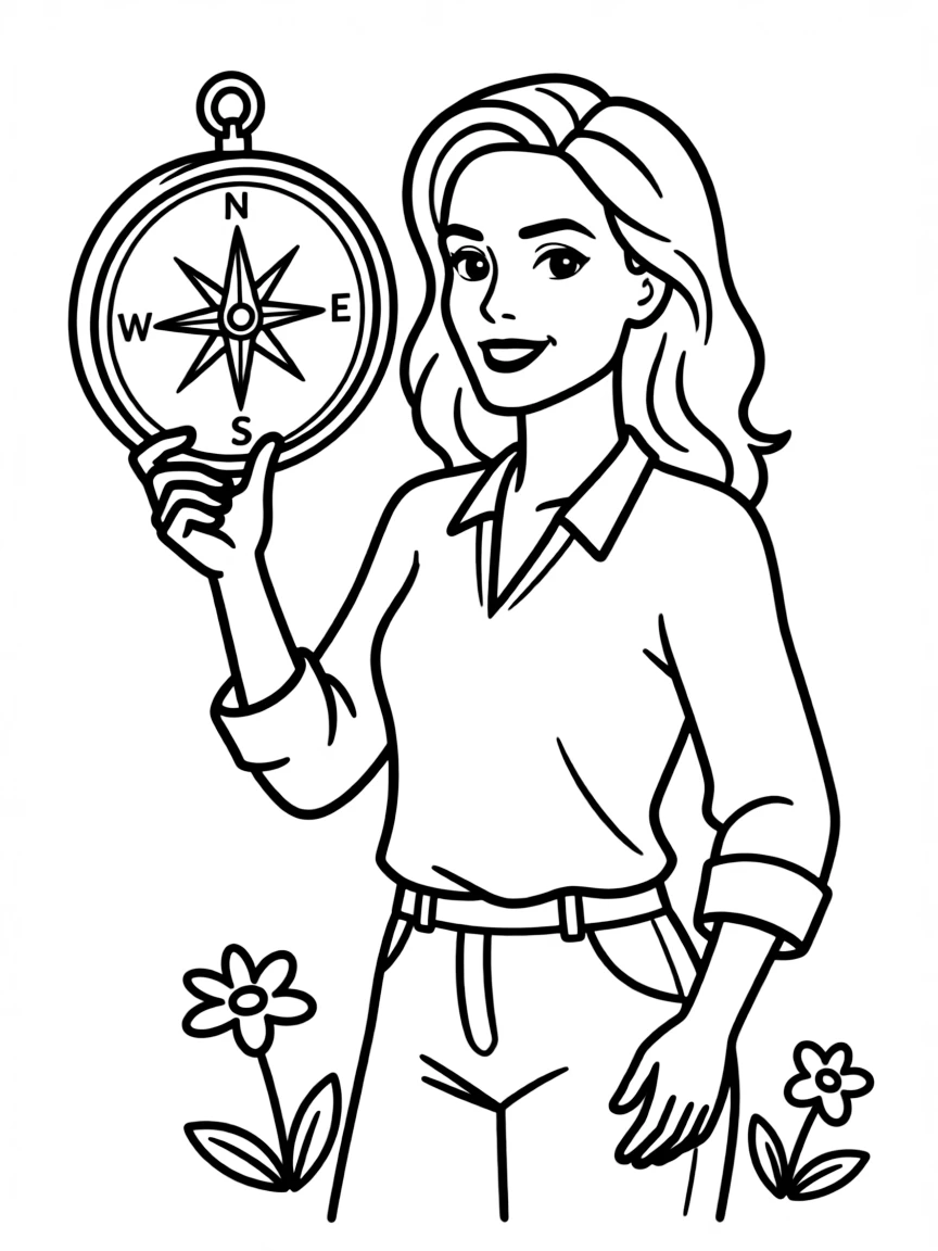 Angelina Jolie with a compass