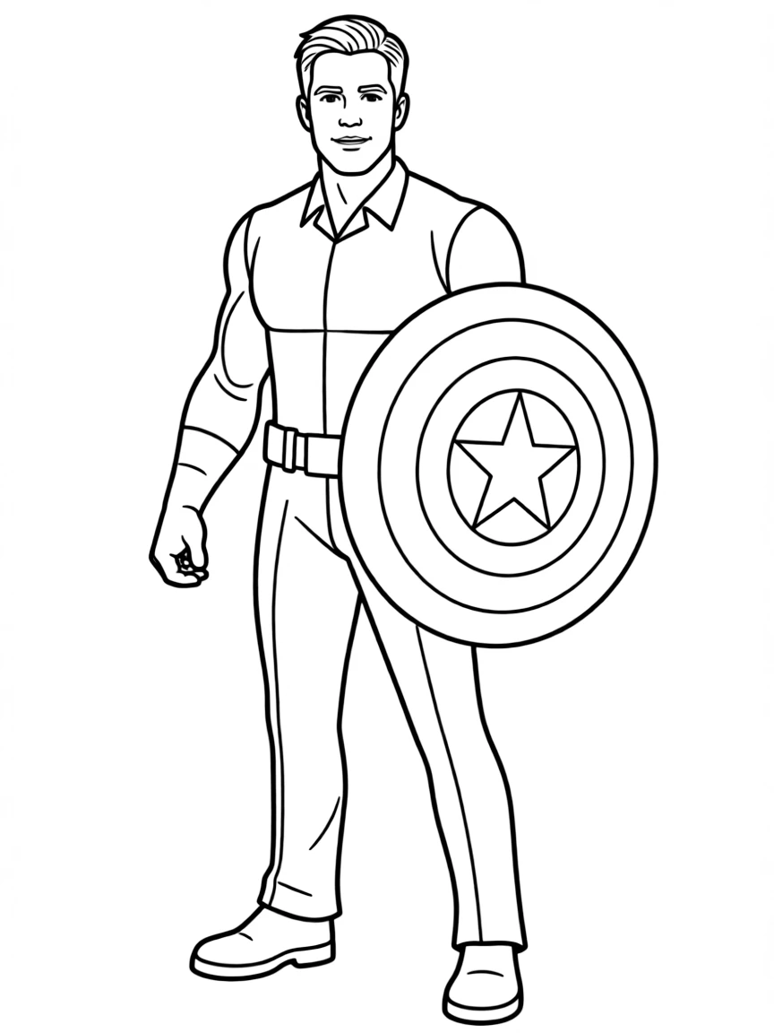 Chris Evans with his shield
