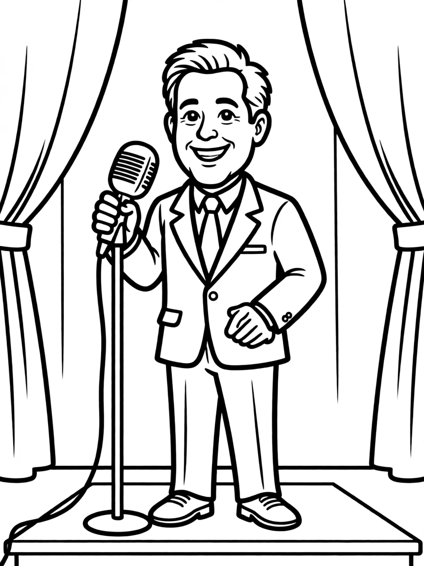 Stephen Colbert with a mic