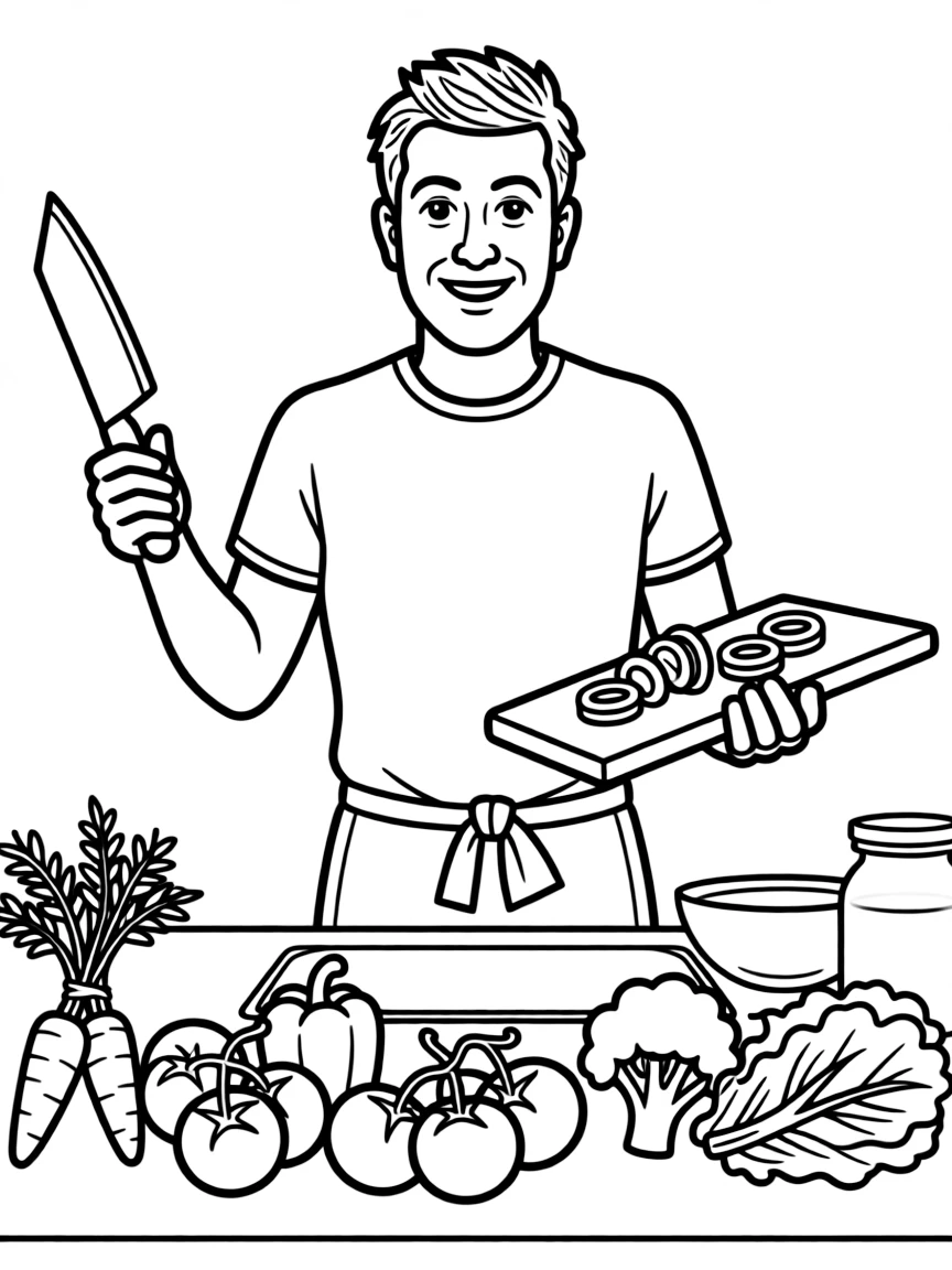 Jamie Oliver with fresh vegetables