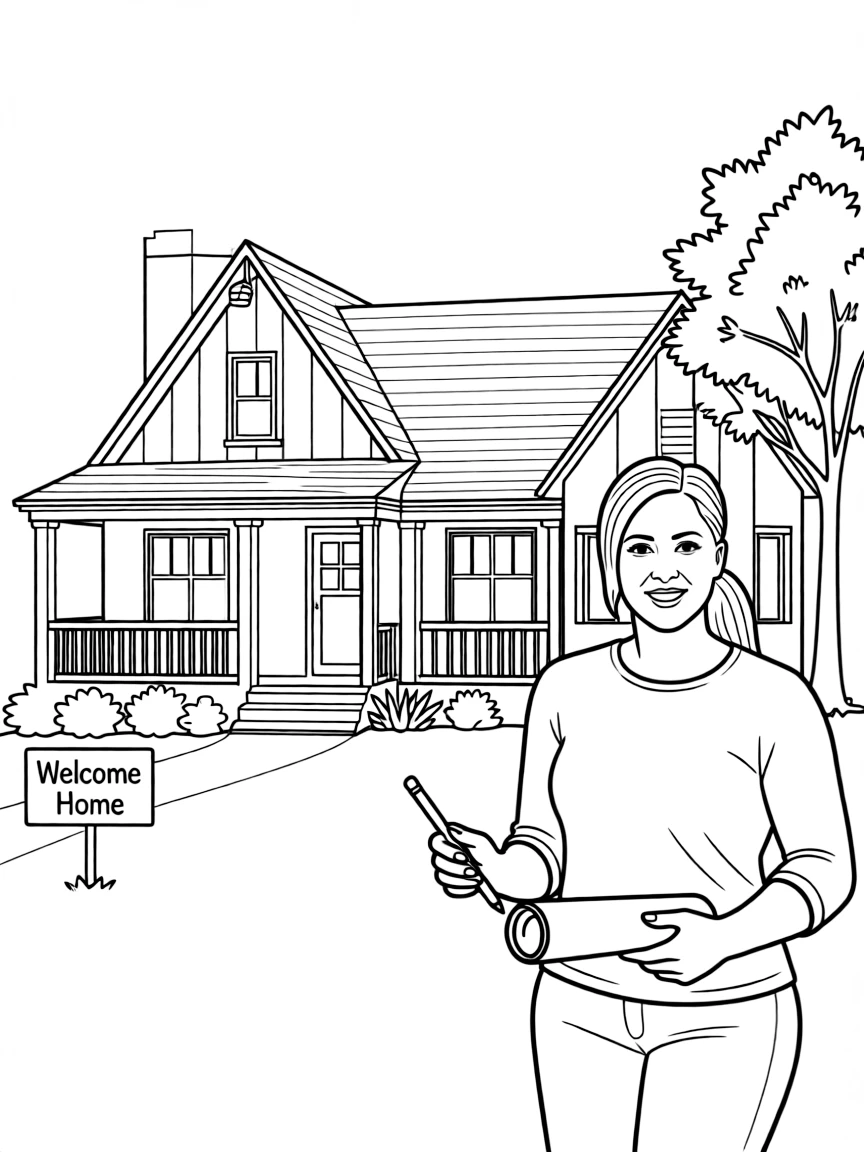Joanna Gaines drawing a house