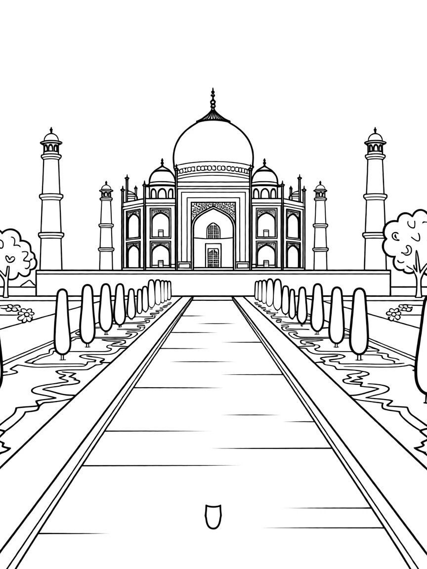 Taj Mahal with garden and reflecting pool
