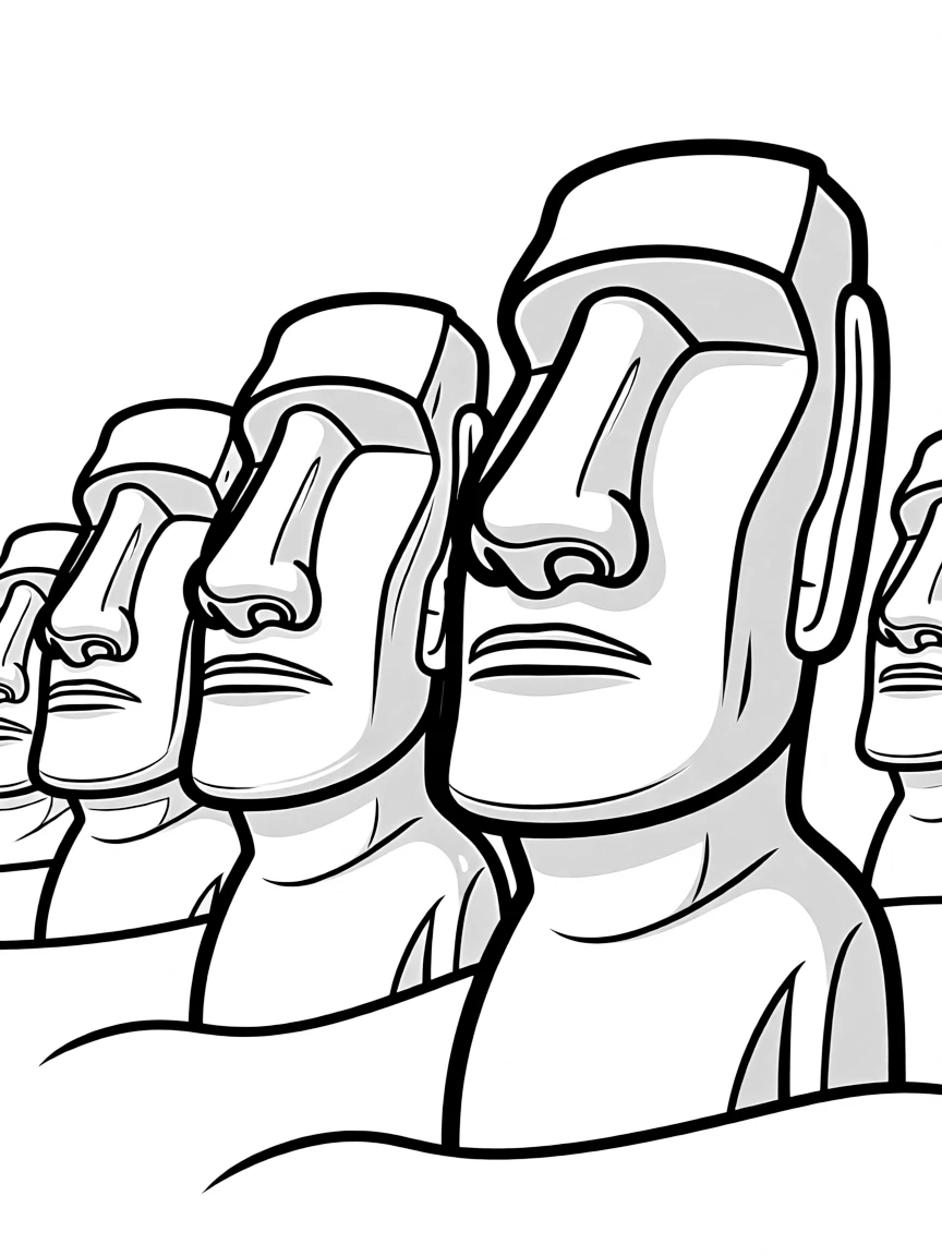 Easter Island stone head statues