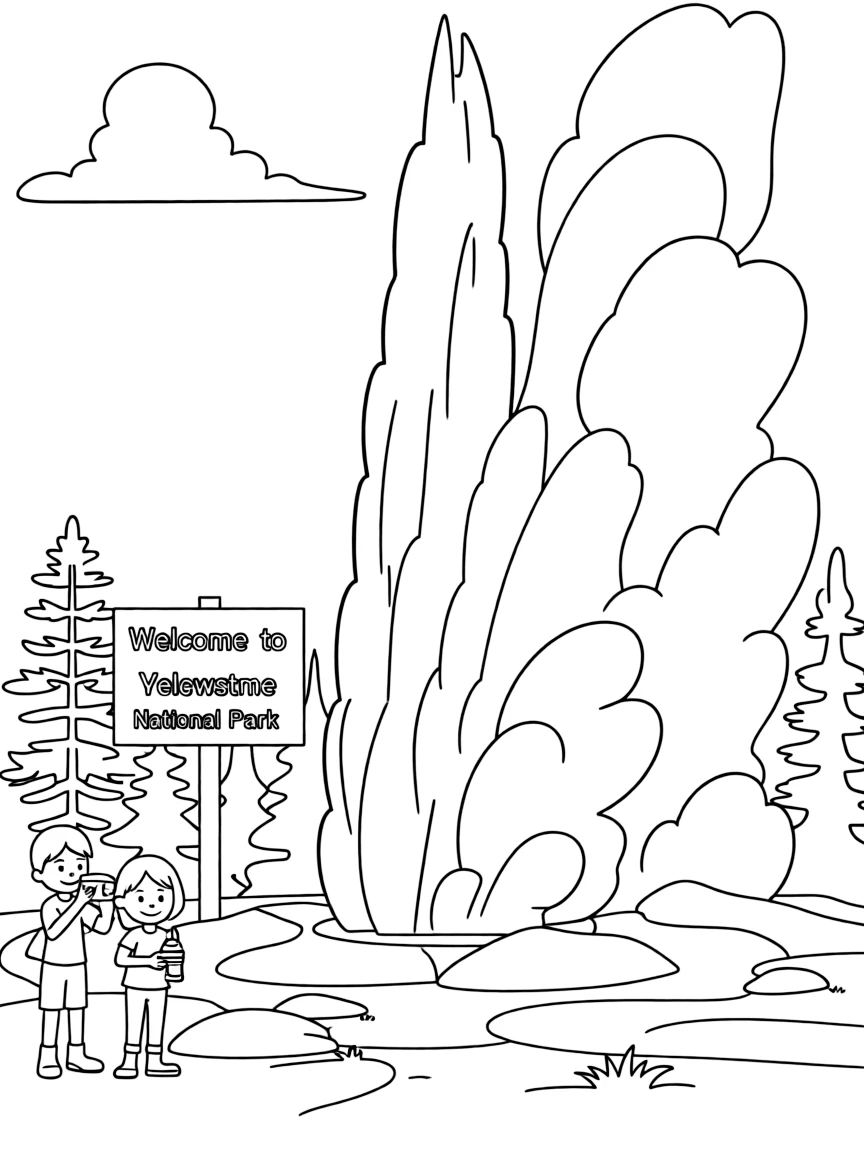 Yellowstone Old Faithful geyser erupting