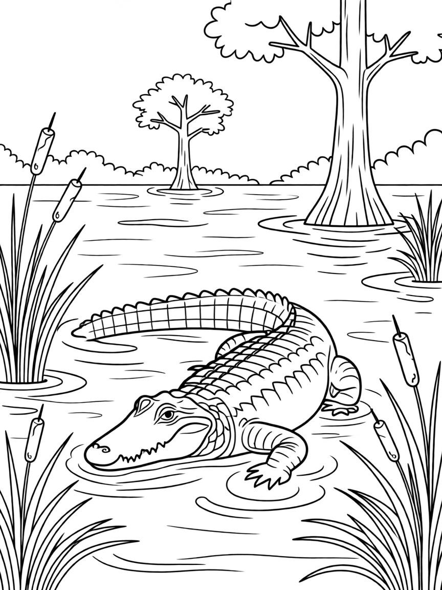 Florida Everglades alligator in swamp