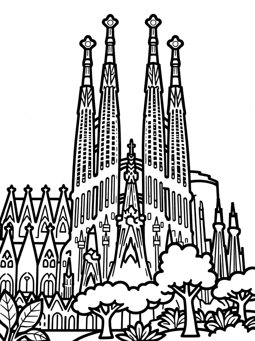 Barcelona Sagrada Familia cathedral spires