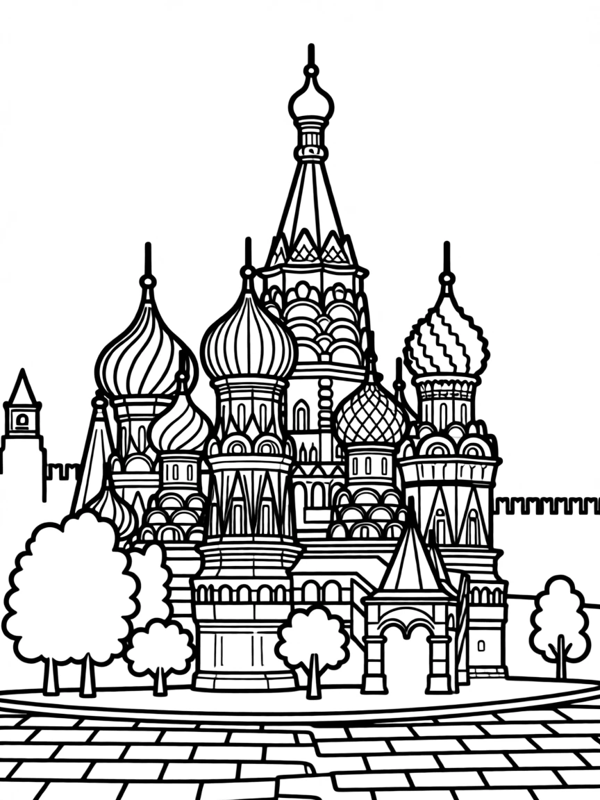 Moscow Red Square with colorful onion domes