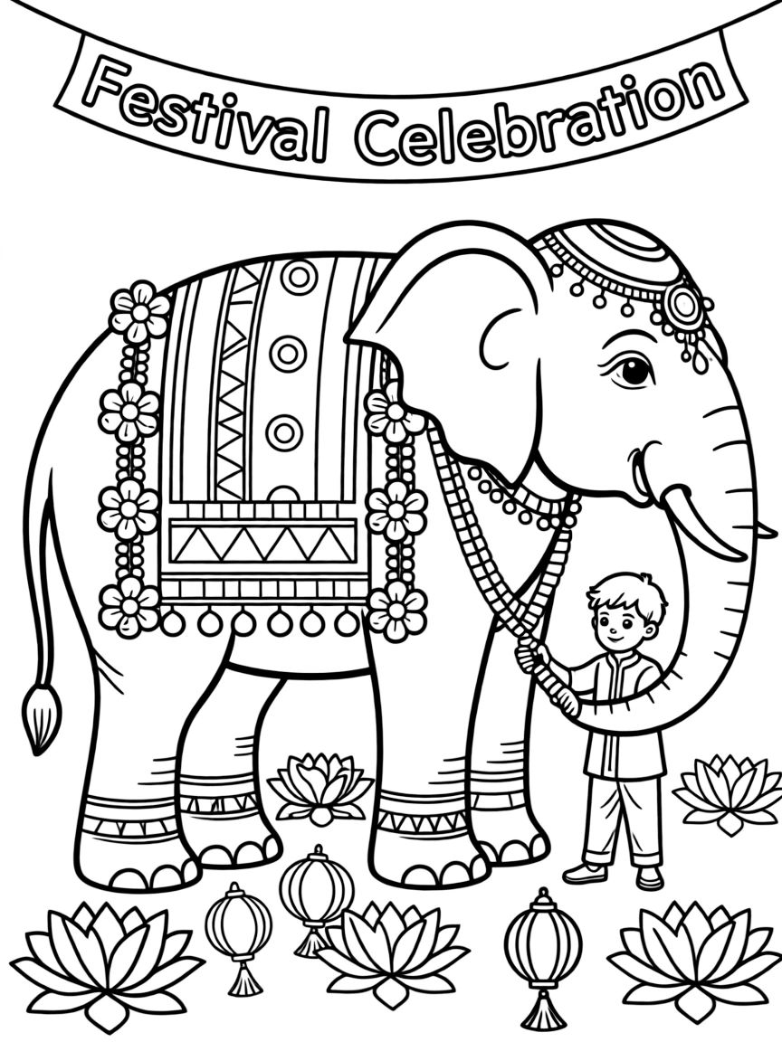 India elephant decorated for celebration