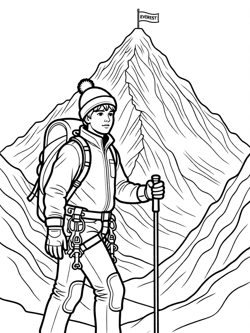Nepal mountain climber approaching Everest peak