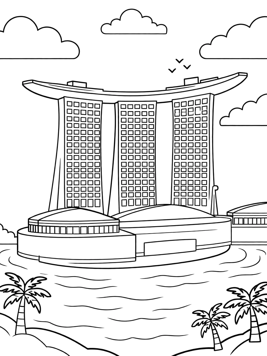 Singapore Marina Bay hotel ship-shaped building