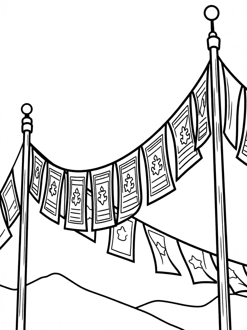 Tibet prayer flags fluttering in wind