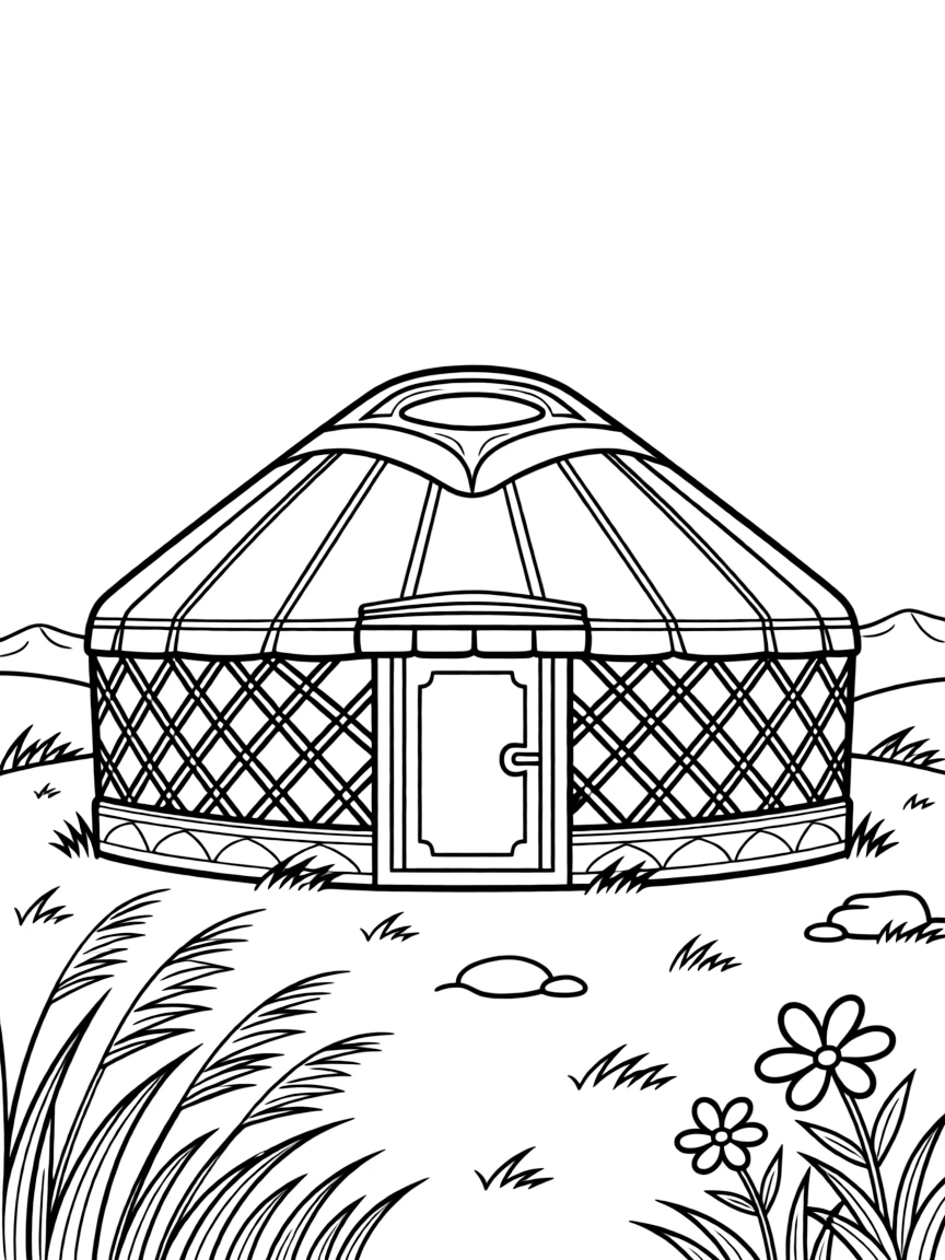 Mongolia traditional yurt on grassland