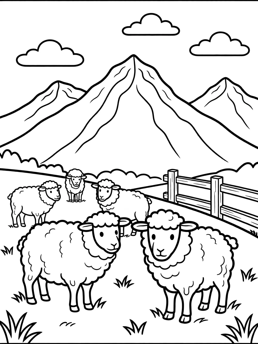New Zealand sheep grazing near mountains