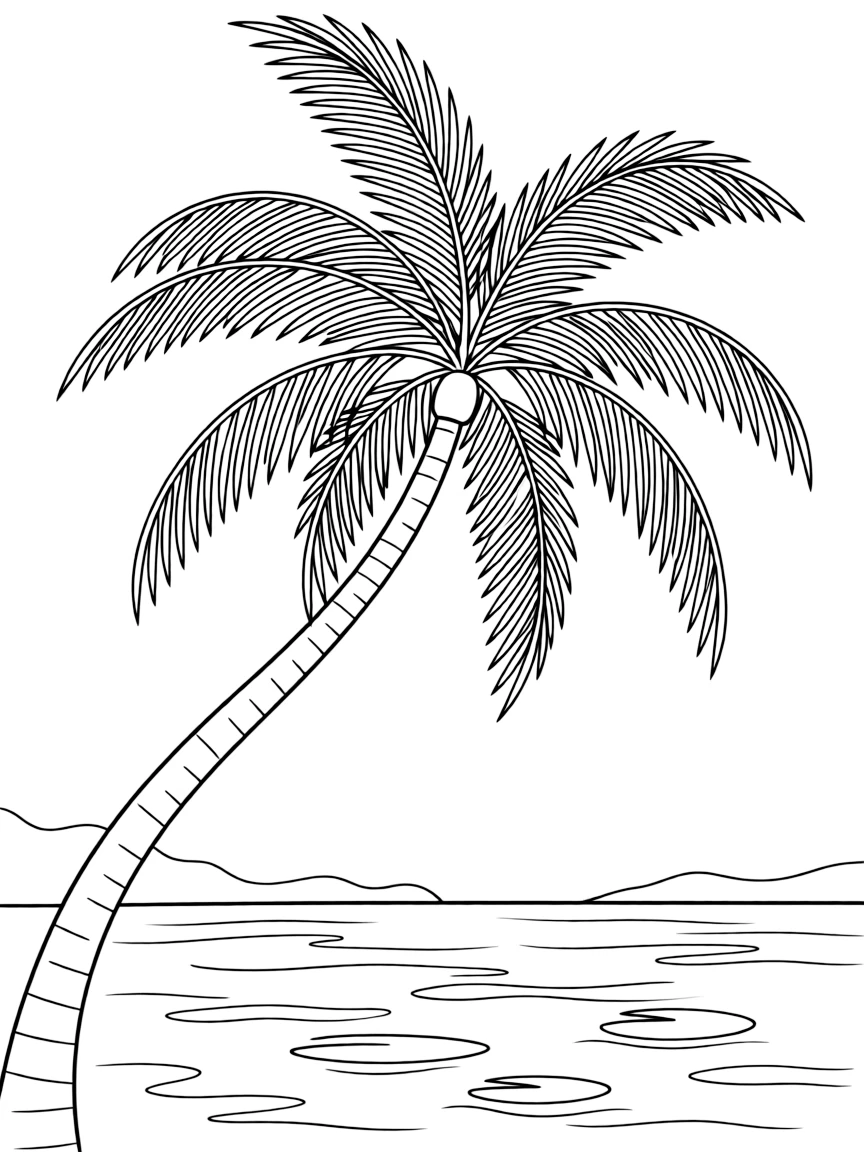 Cook Islands palm tree leaning over lagoon