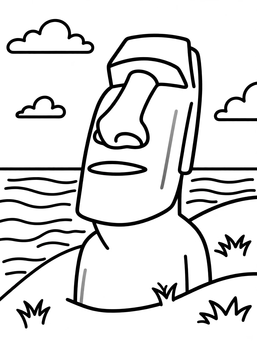 Easter Island moai statue facing ocean
