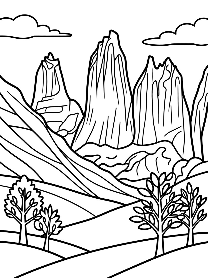 Chile Torres del Paine mountain spires