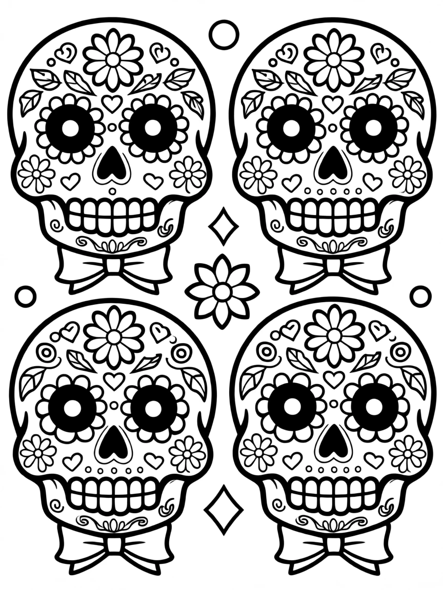 Mexico Day of the Dead colorful skulls