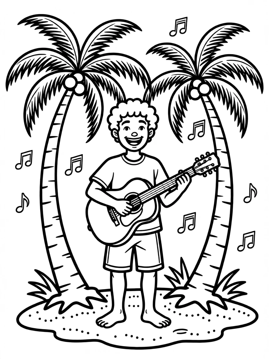 Jamaica reggae musician with palm trees
