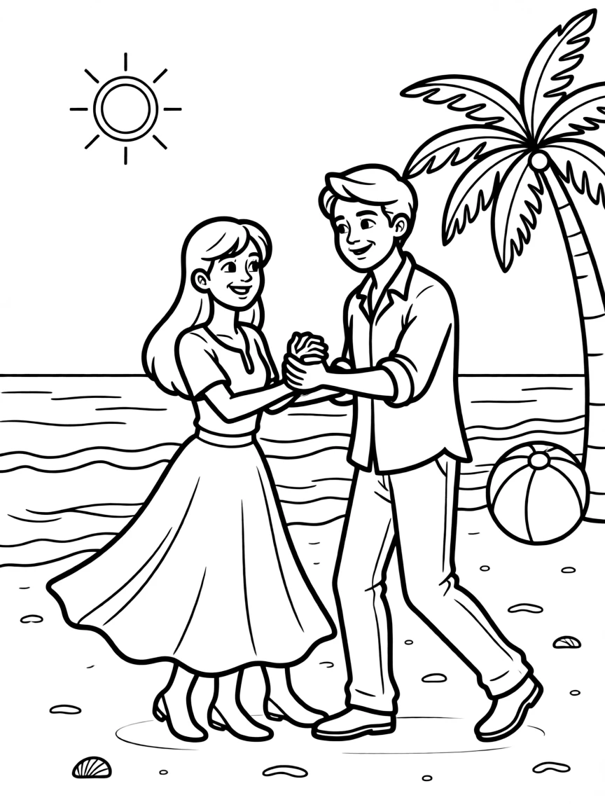 Dominican Republic merengue dancers on beach