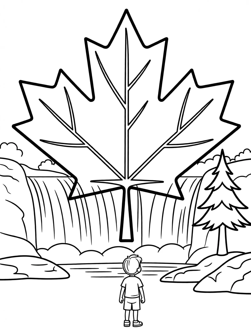 Canada maple leaf and Niagara Falls
