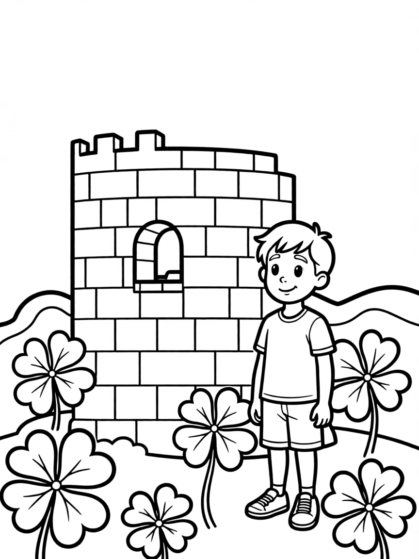 Ireland four-leaf clover and castle ruins