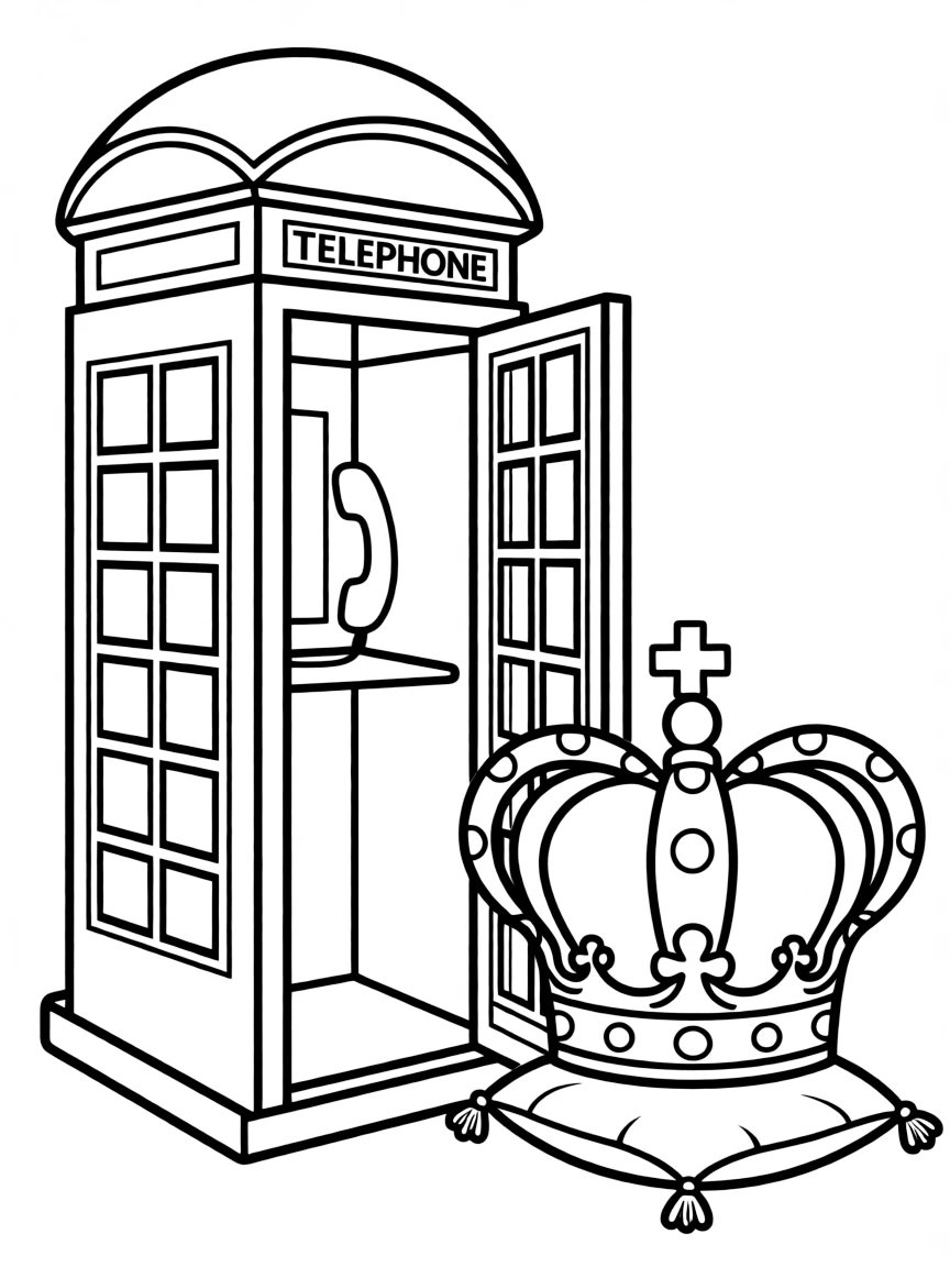England red telephone booth and crown