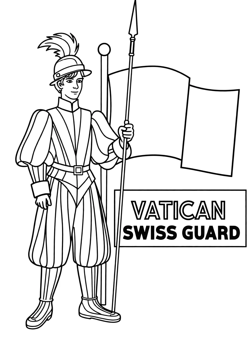 Vatican Swiss Guard in colorful uniform