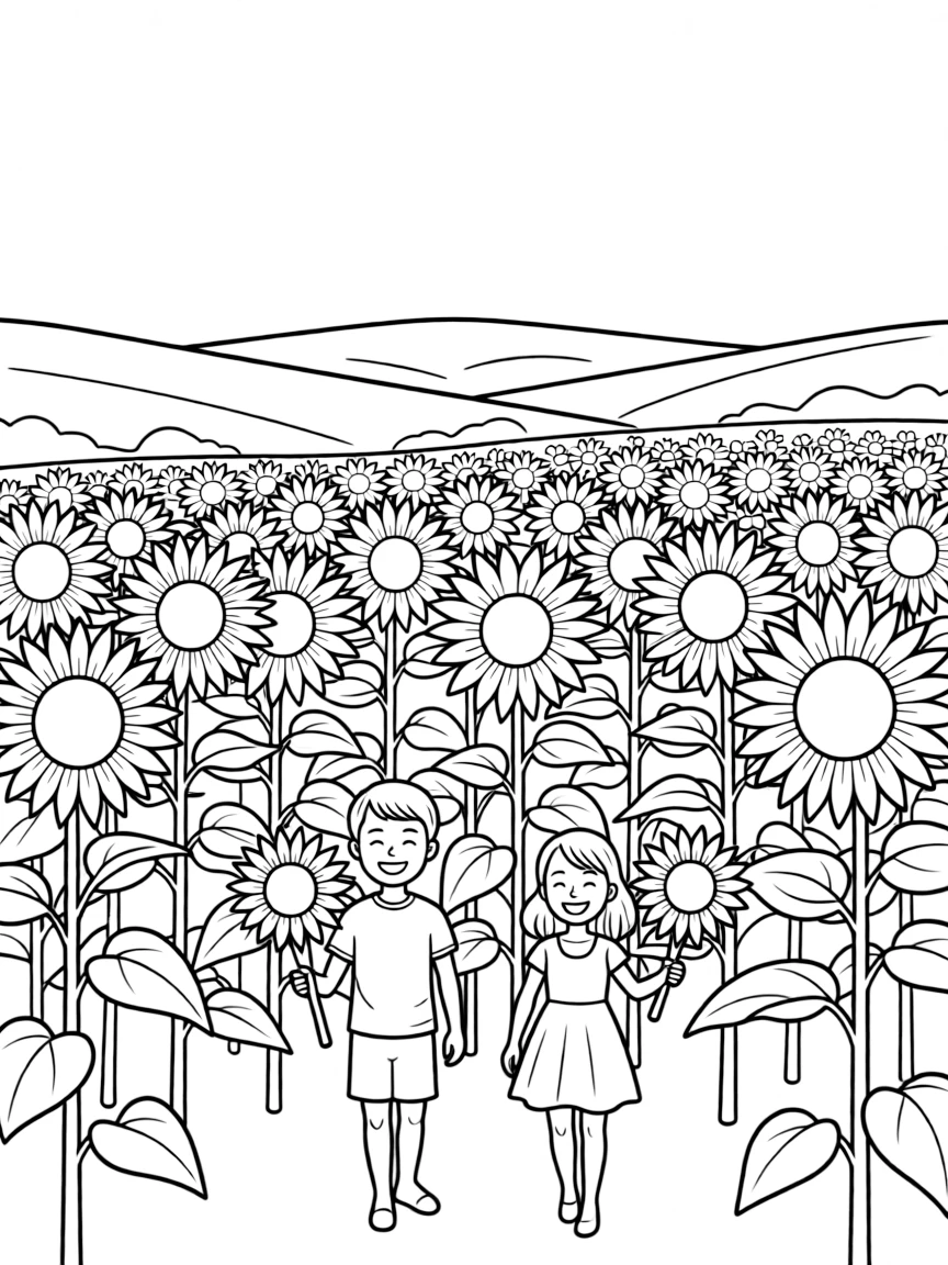 Ukraine sunflower field stretching to horizon