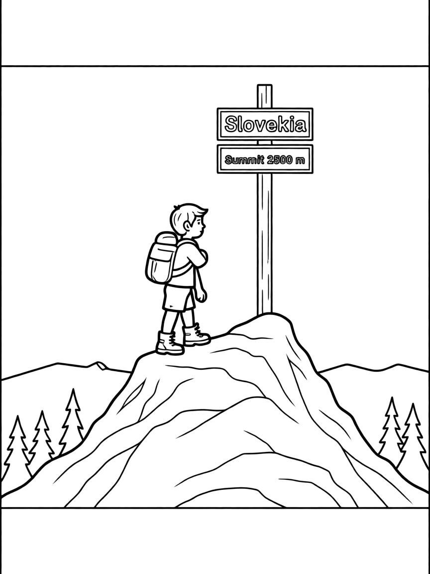 Slovakia mountain hiker reaching summit