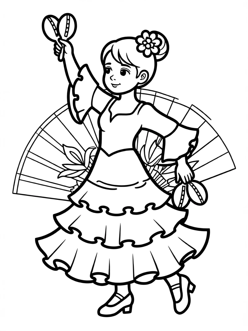 Spain flamenco dancer with castanets